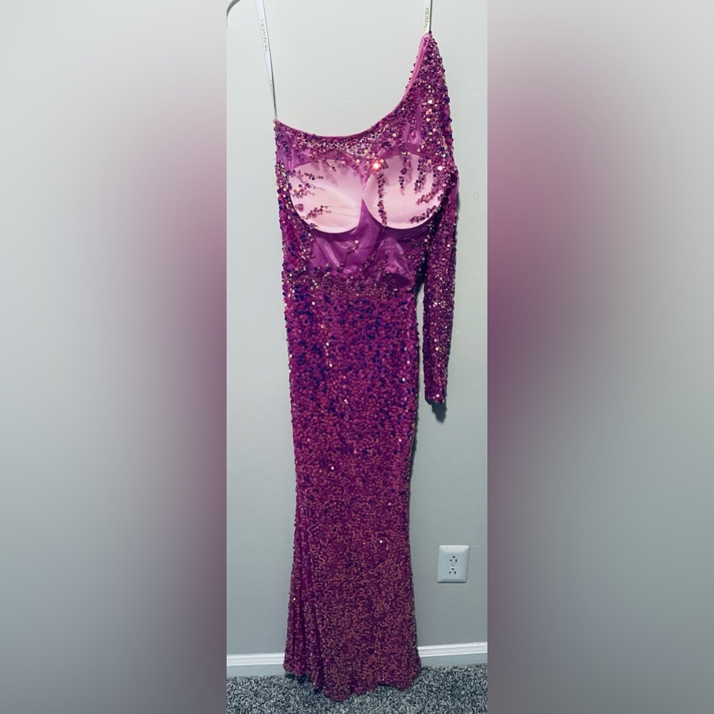 Primavera Couture One Shoulder Purple Sequin Dress